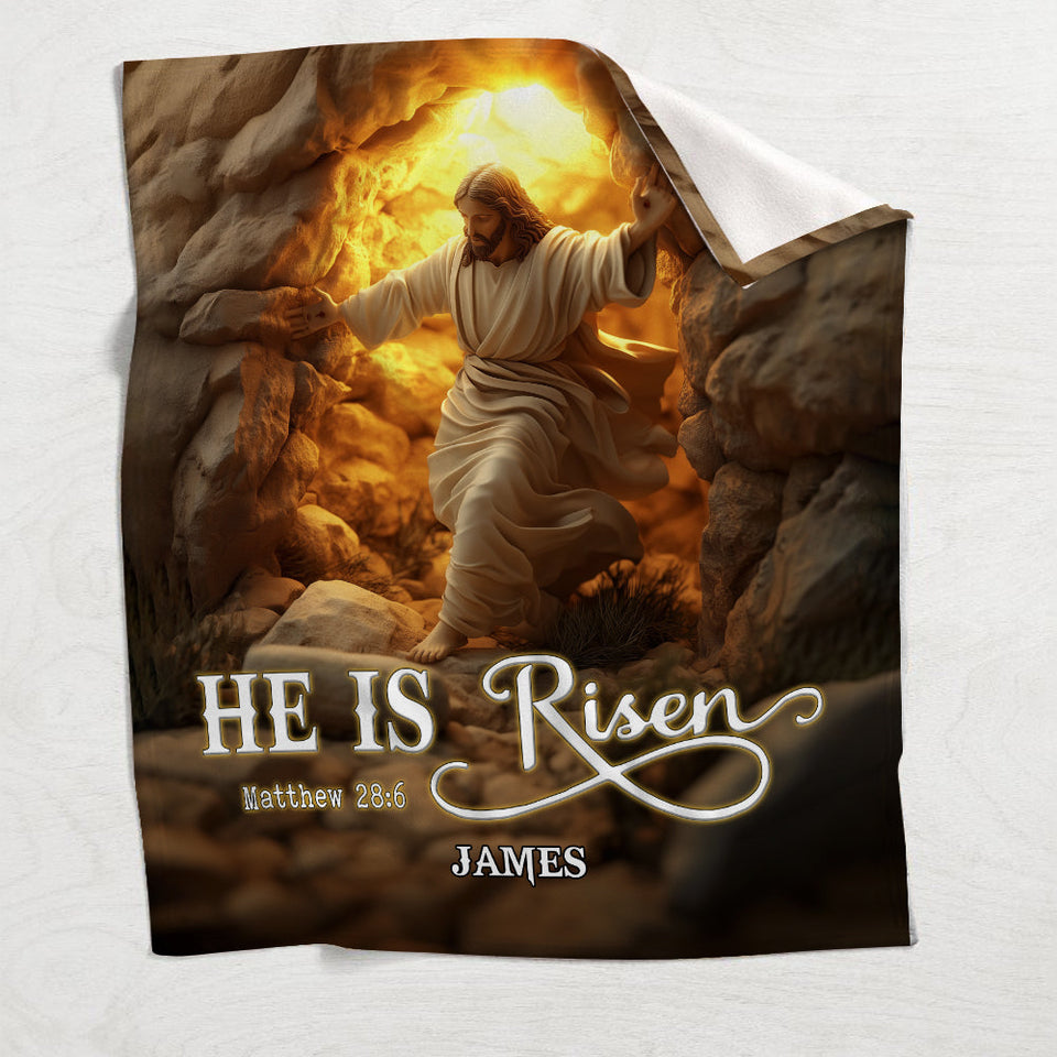 He Is Risen - Personalized Christian Blanket