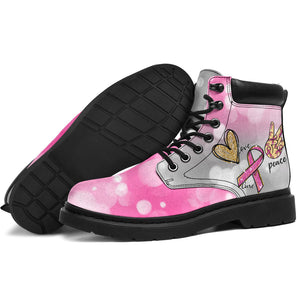 Bottes toutes saisons Peace Love Cure Sensibilisation au cancer du sein 0622 