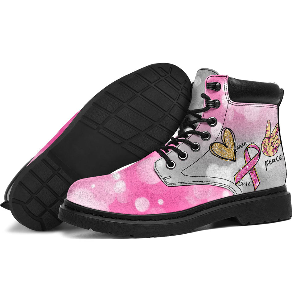 Bottes toutes saisons Peace Love Cure Sensibilisation au cancer du sein 0622 
