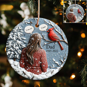 Tu me manques ! - Ornement commémoratif rond en céramique personnalisé