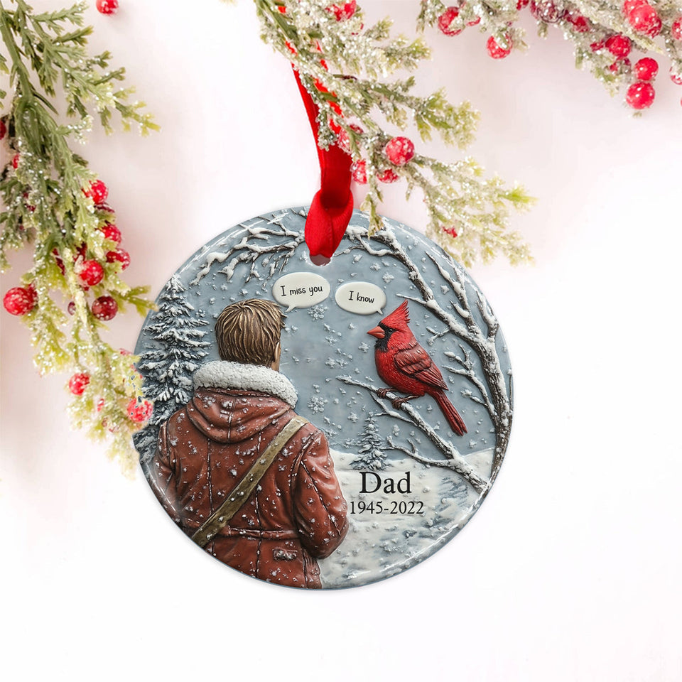 Tu me manques ! - Ornement commémoratif rond en céramique personnalisé