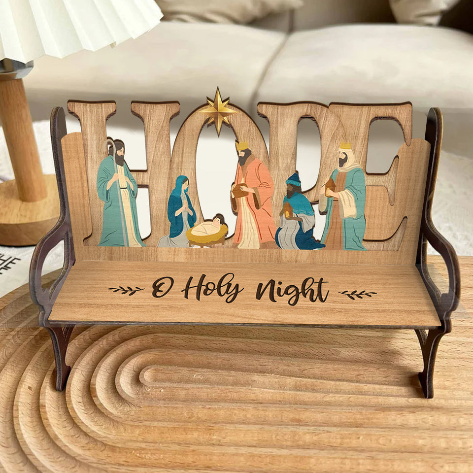Ô Sainte Nuit - Banc en bois chrétien