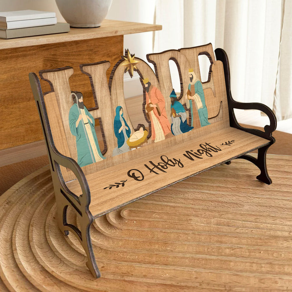 Ô Sainte Nuit - Banc en bois chrétien