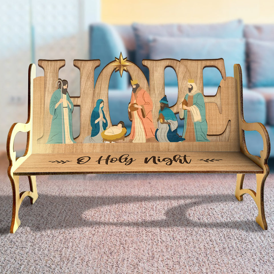 Ô Sainte Nuit - Banc en bois chrétien