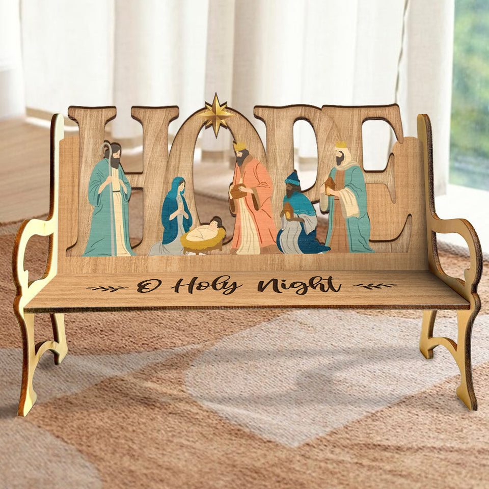 Ô Sainte Nuit - Banc en bois chrétien