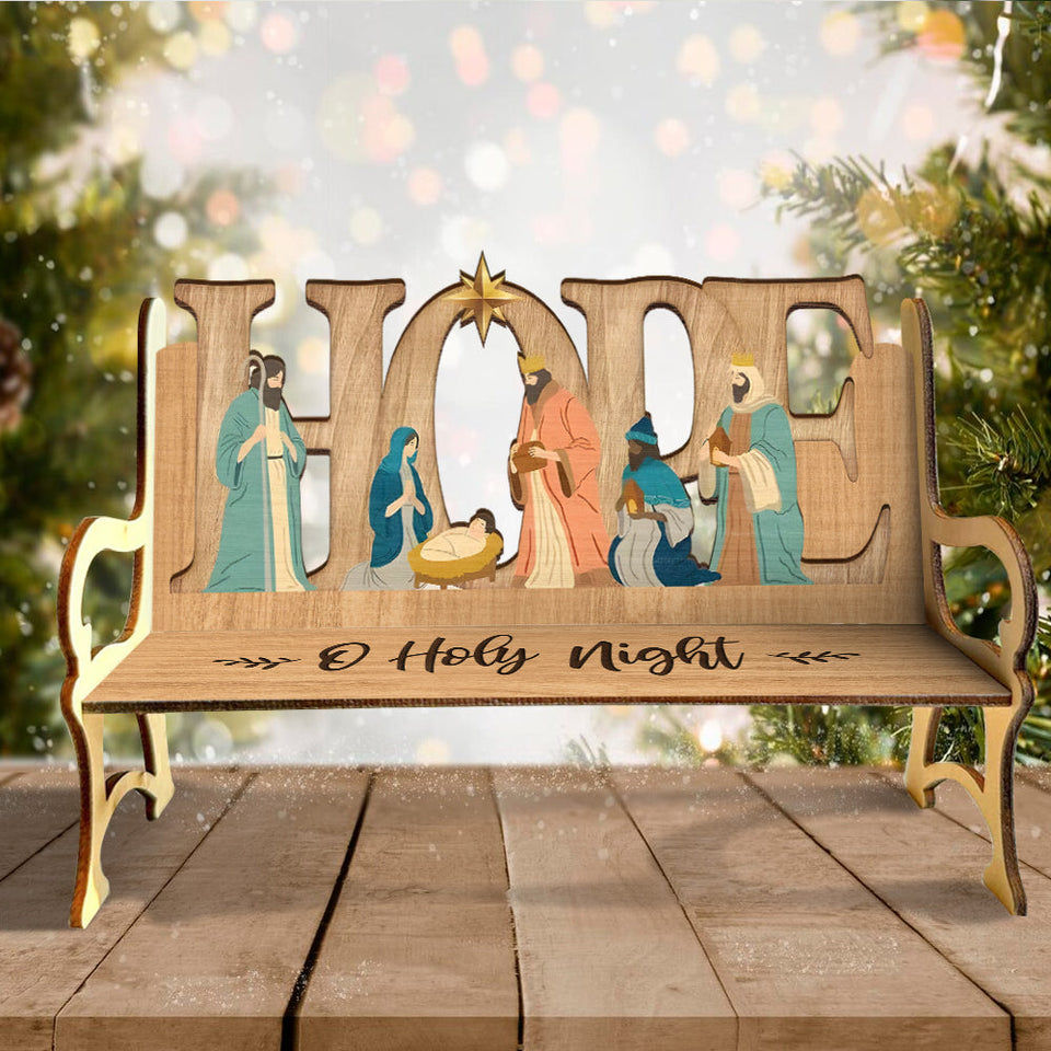 Ô Sainte Nuit - Banc en bois chrétien