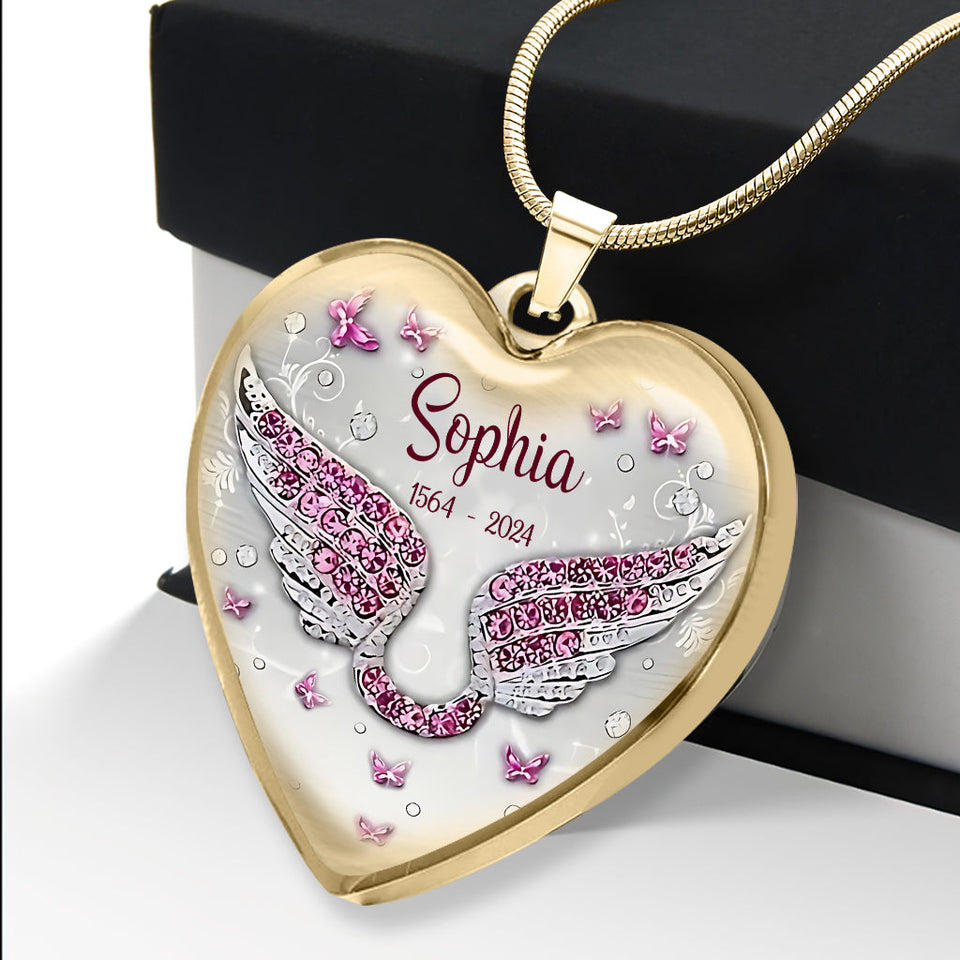 Tes ailes étaient prêtes, mais mon cœur ne l'était pas - Collier pendentif cœur commémoratif personnalisé