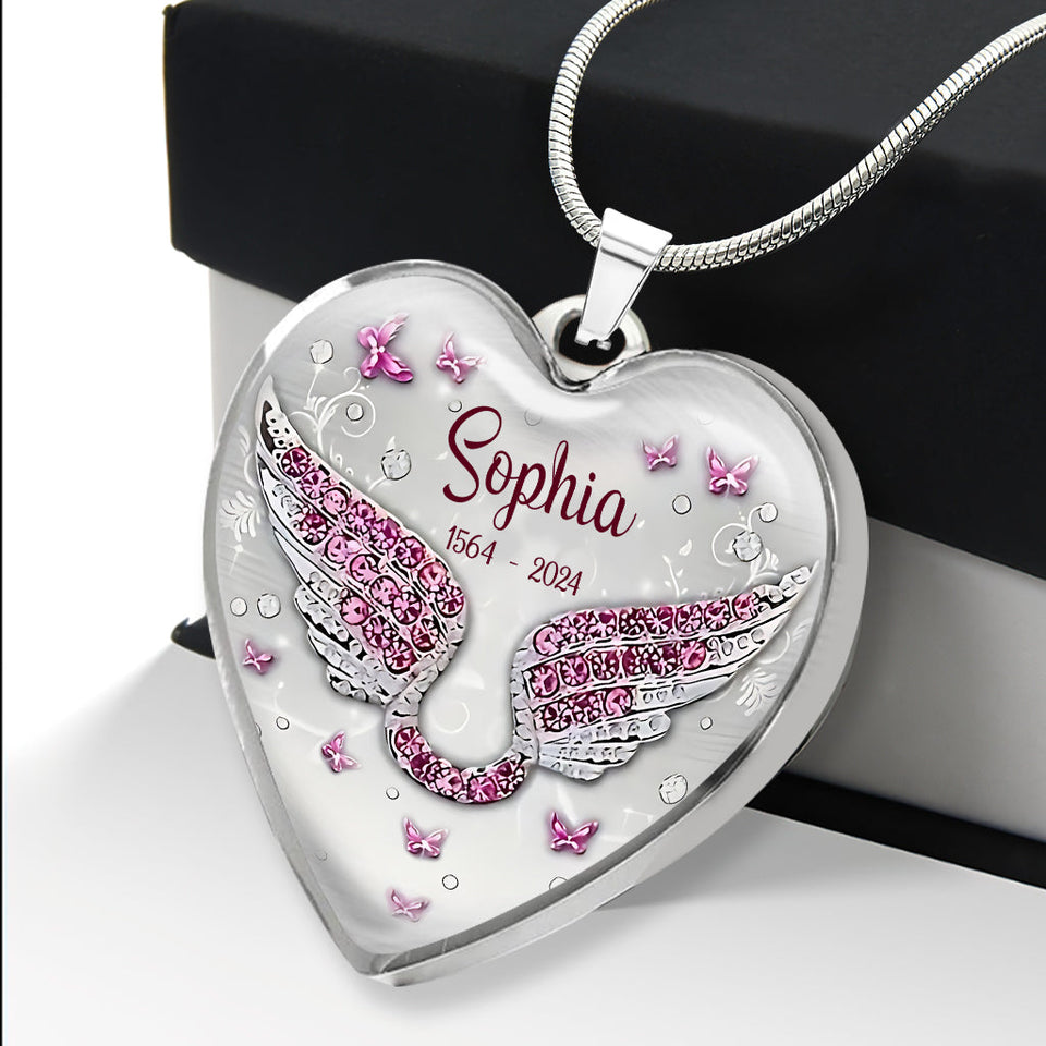 Tes ailes étaient prêtes, mais mon cœur ne l'était pas - Collier pendentif cœur commémoratif personnalisé