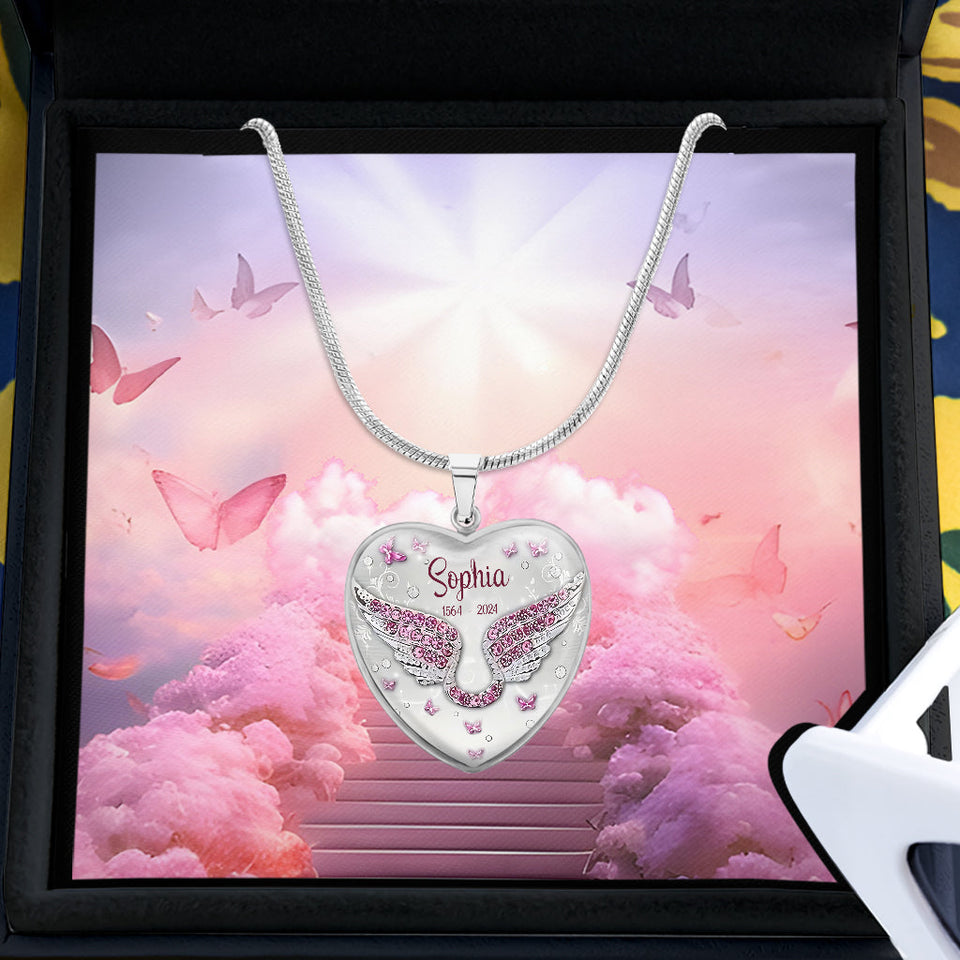 Tes ailes étaient prêtes, mais mon cœur ne l'était pas - Collier pendentif cœur commémoratif personnalisé