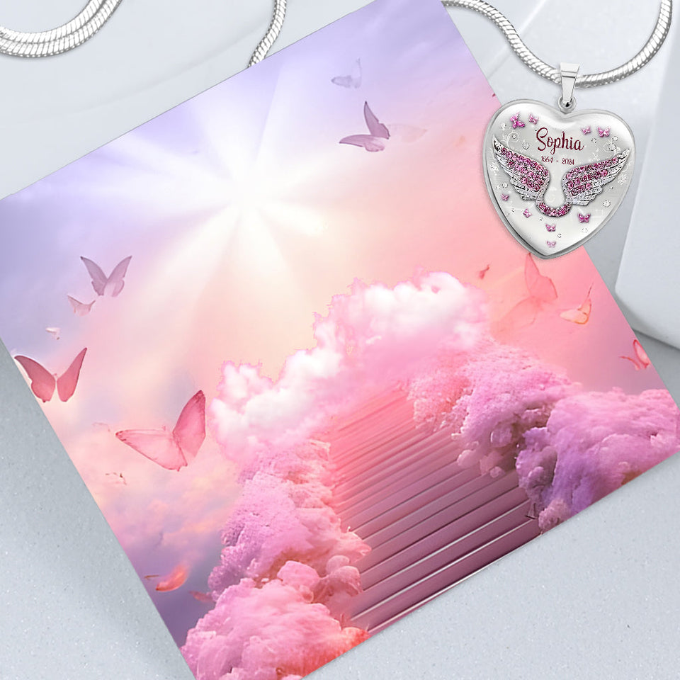 Tes ailes étaient prêtes, mais mon cœur ne l'était pas - Collier pendentif cœur commémoratif personnalisé