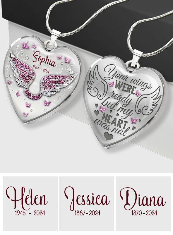 Tes ailes étaient prêtes, mais mon cœur ne l'était pas - Collier pendentif cœur commémoratif personnalisé