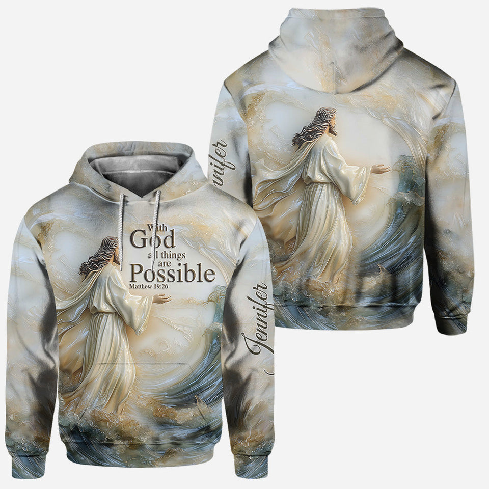 Avec Dieu, tout est possible - Sweat à capuche et legging chrétiens personnalisés
