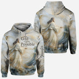Avec Dieu, tout est possible - Sweat à capuche et legging chrétiens personnalisés