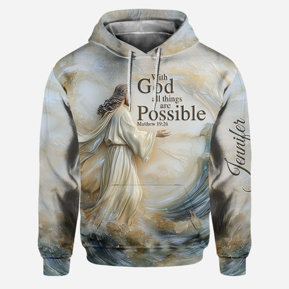 Avec Dieu, tout est possible - Sweat à capuche et legging chrétiens personnalisés