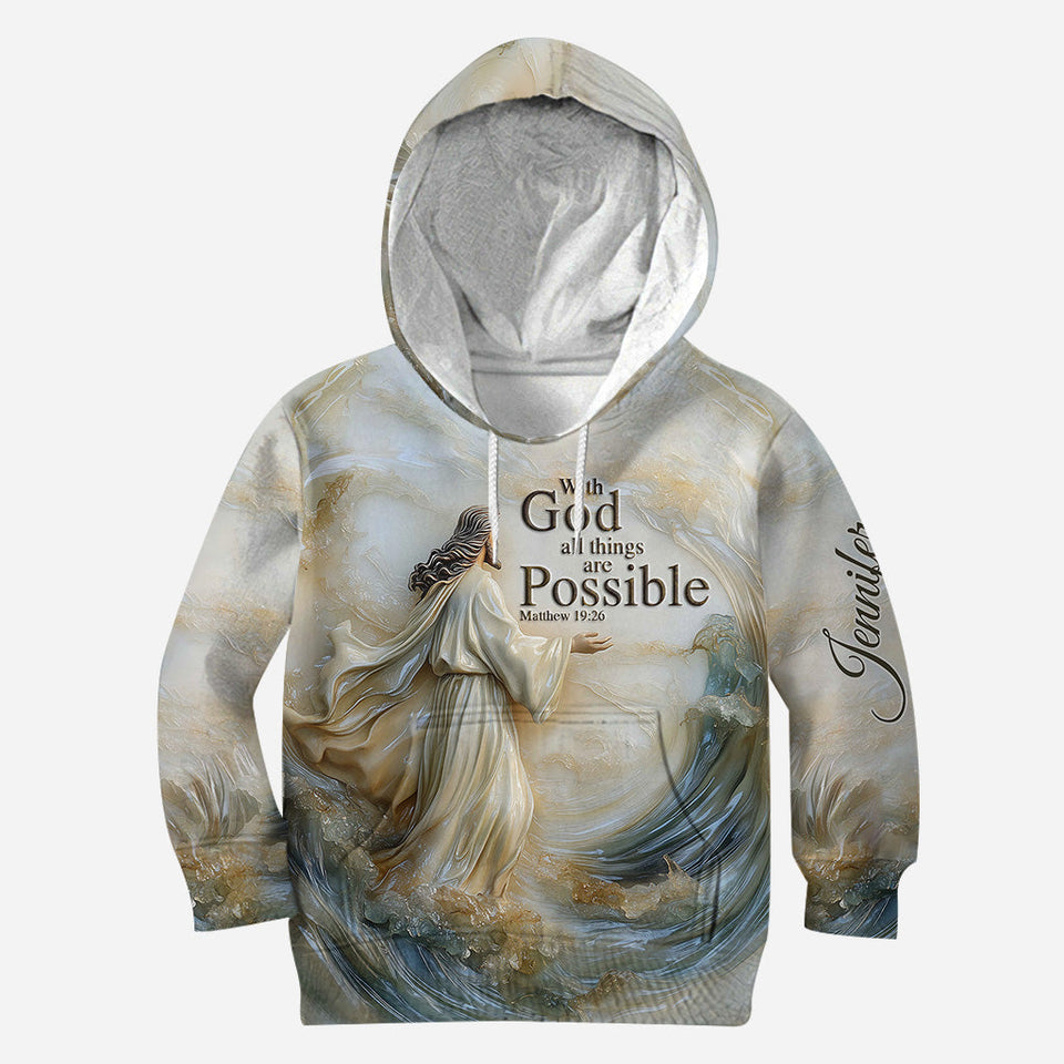 Avec Dieu, tout est possible - Sweat à capuche et legging chrétiens personnalisés