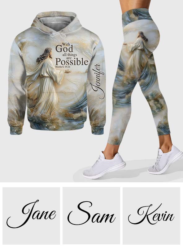 Avec Dieu, tout est possible - Sweat à capuche et legging chrétiens personnalisés