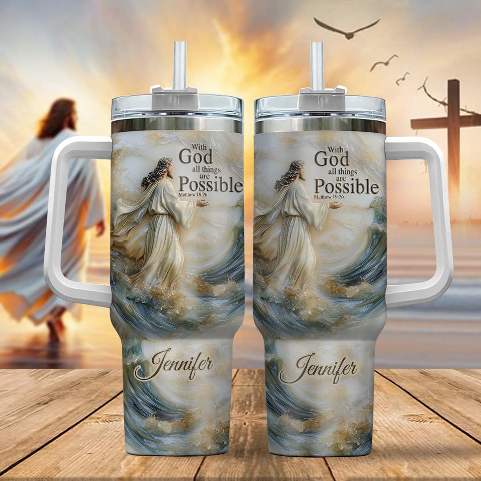 Avec Dieu, tout est possible - Gobelet chrétien personnalisé avec anse