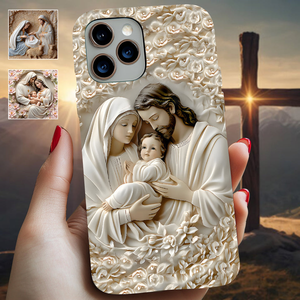 La Sainte Famille - Coque de téléphone personnalisée avec impression chrétienne intégrale