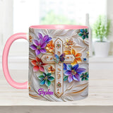 Floral Cross - Personalized Christian Accent Mug