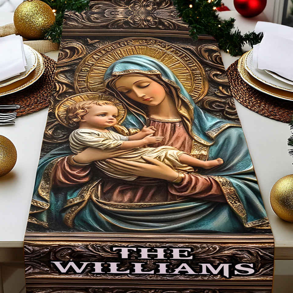 Chemin de table chrétien personnalisé Sainte Famille