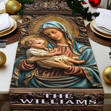 Chemin de table chrétien personnalisé Sainte Famille