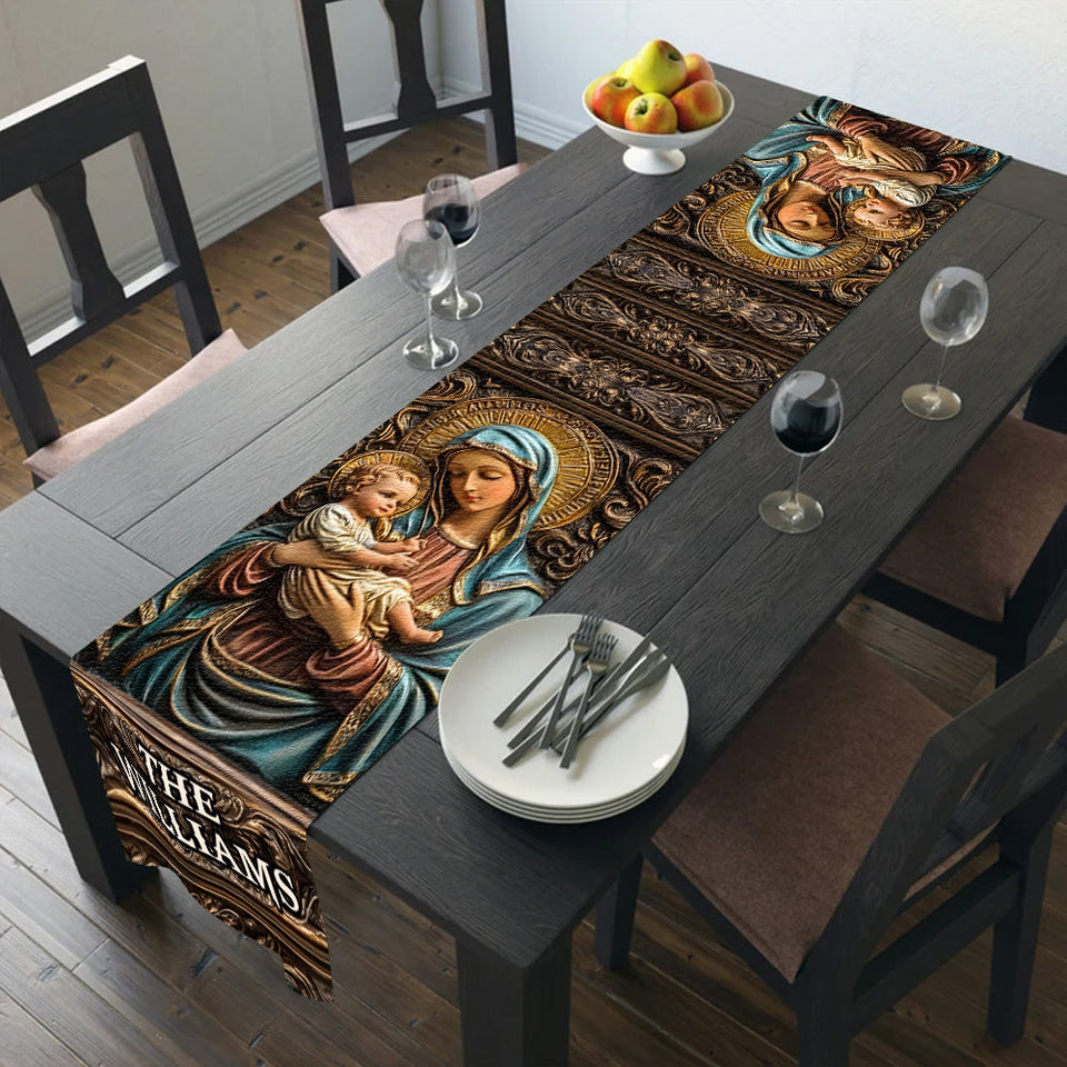 Chemin de table chrétien personnalisé Sainte Famille
