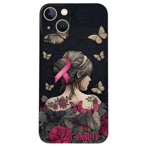 Breast Cancer Awareness - Personalized Breast Cancer Awareness Leather Phone Case
