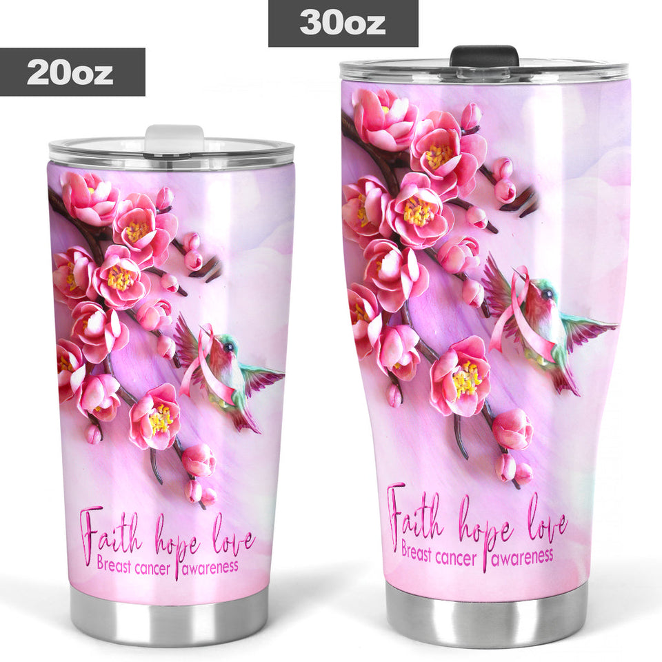 Faith Hope Love Breast Cancer Awareness Tumbler 0622