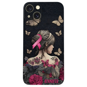 Breast Cancer Awareness - Personalized Breast Cancer Awareness Leather Phone Case