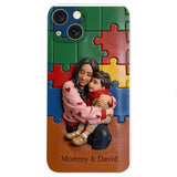 Autism Mom - Personalized Autism Awareness 3D Embossed Leather Phone Case
