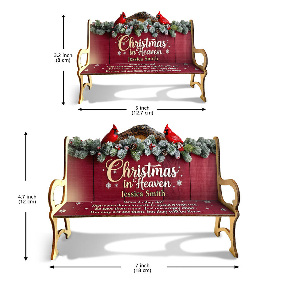 Christmas In Heaven - Personalized Memorial Wooden Bench