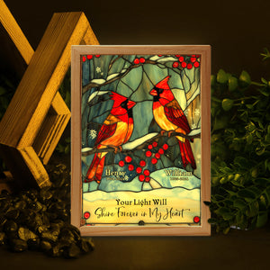 Your Light Will Shine Forever In My Heart - Personalized Memorial Picture Frame Light Box
