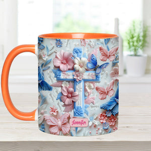 Believe Pink And Blue Butterflies - Personalized Christian Accent Mug