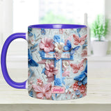 Believe Pink And Blue Butterflies - Personalized Christian Accent Mug
