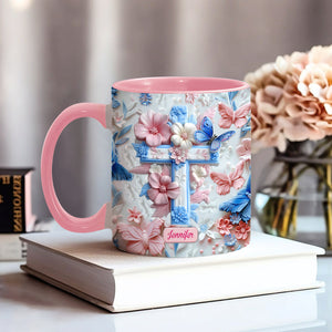Believe Pink And Blue Butterflies - Personalized Christian Accent Mug