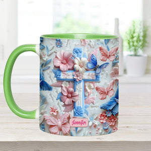Believe Pink And Blue Butterflies - Personalized Christian Accent Mug