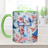 Believe Pink And Blue Butterflies - Personalized Christian Accent Mug