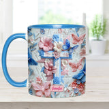 Believe Pink And Blue Butterflies - Personalized Christian Accent Mug