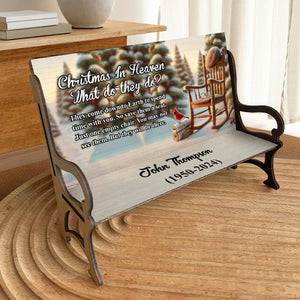 Christmas In Heaven - Personalized Memorial Wooden Bench