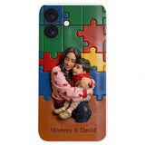 Autism Mom - Personalized Autism Awareness 3D Embossed Leather Phone Case