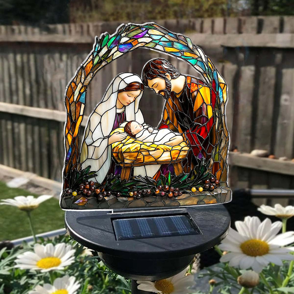 Le jour de sa naissance - Lampe solaire de jardin chrétienne