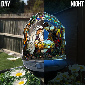 Le jour de sa naissance - Lampe solaire de jardin chrétienne
