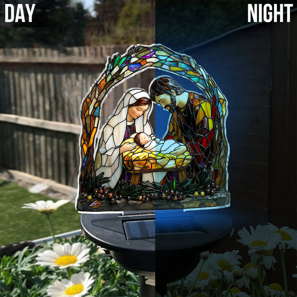Le jour de sa naissance - Lampe solaire de jardin chrétienne