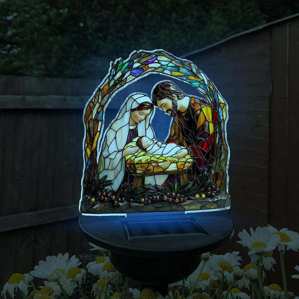Le jour de sa naissance - Lampe solaire de jardin chrétienne