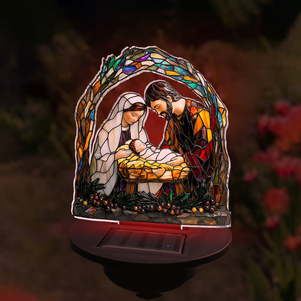 Le jour de sa naissance - Lampe solaire de jardin chrétienne
