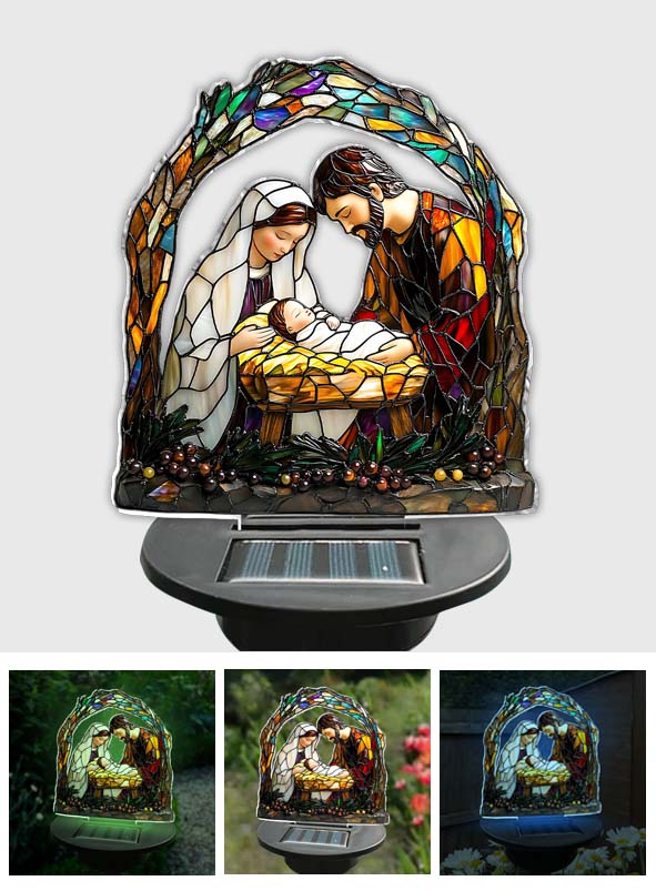 Le jour de sa naissance - Lampe solaire de jardin chrétienne