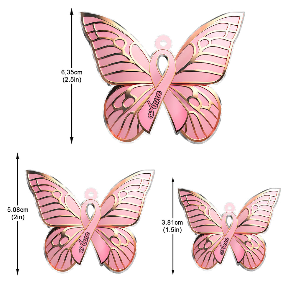 Boucles d'oreilles Hope Butterfly - personnalisées pour la sensibilisation au cancer du sein