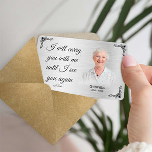 Je te porterai toujours avec moi - Cadeau commémoratif en cas de décès - Carte personnalisée à insérer dans un portefeuille