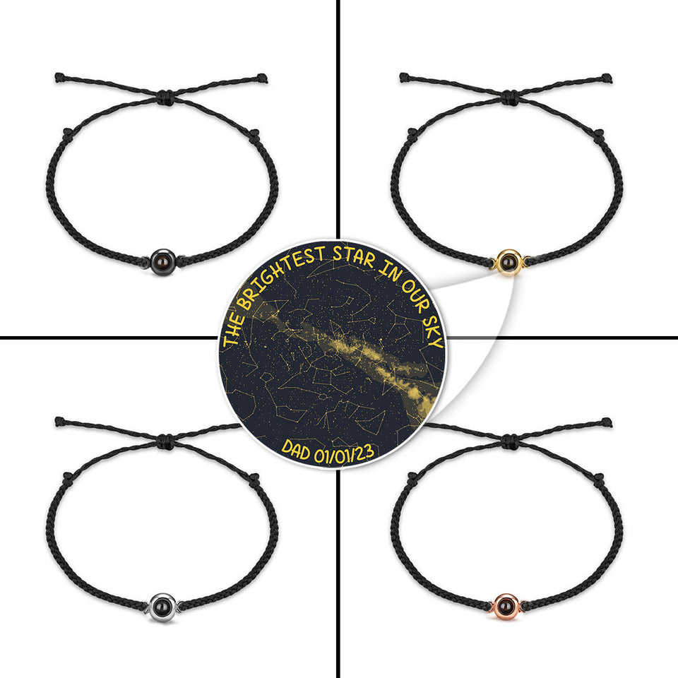 Carte du ciel personnalisée « L'étoile la plus brillante de notre ciel » - Cadeau commémoratif pour la perte d'un chien ou d'un chat - Bracelet de projection personnalisé