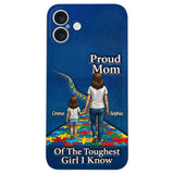 Proud Dad Of The Toughest Boy I Know - Personalized Autism Awareness 3D Embossed Leather Phone Case